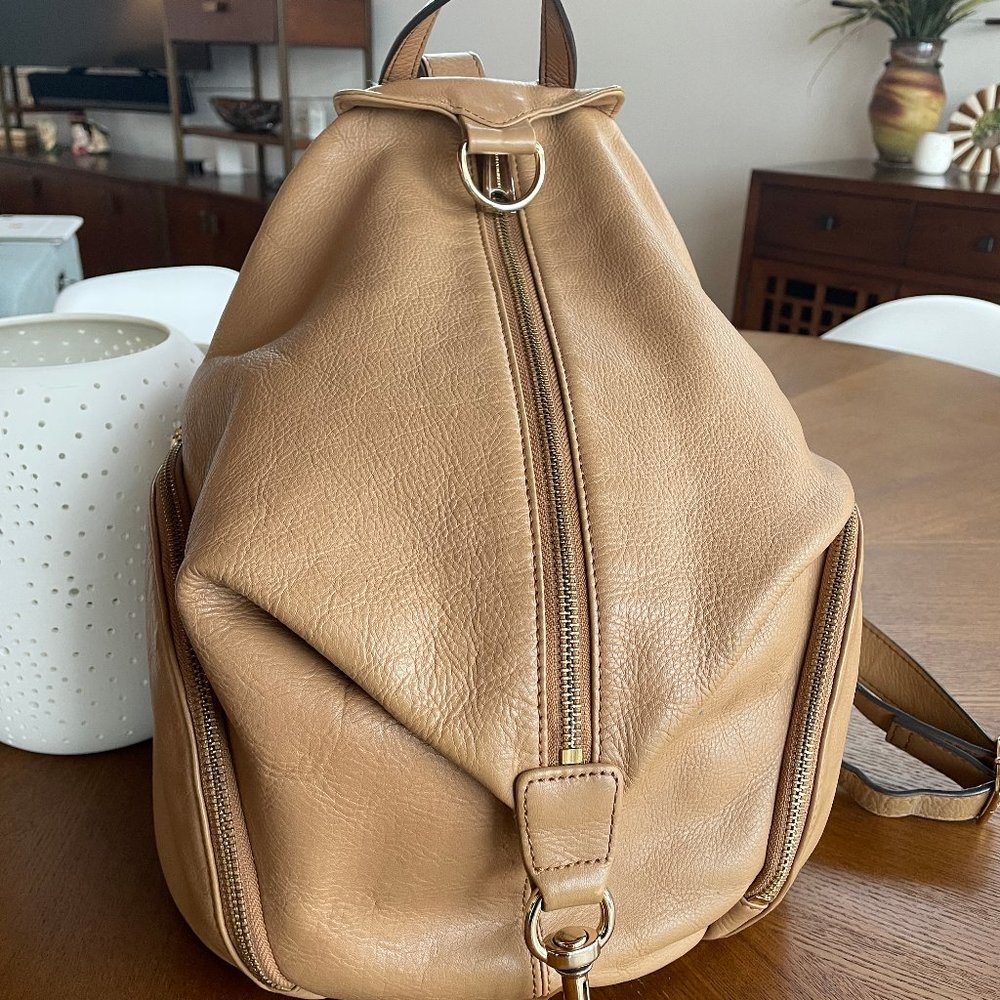 Rebecca Mincoff Julian Backpack - tan with gold hardware